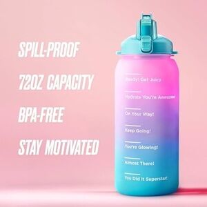 NWT Juicy Couture "Motivate Fashion Water Bottle - 74oz Bottle Pink/Purple/Aqua